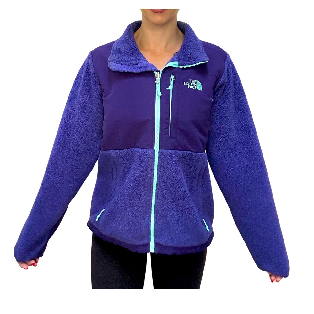 Purple Fleece Jacket with Turquoise Zipper Details
